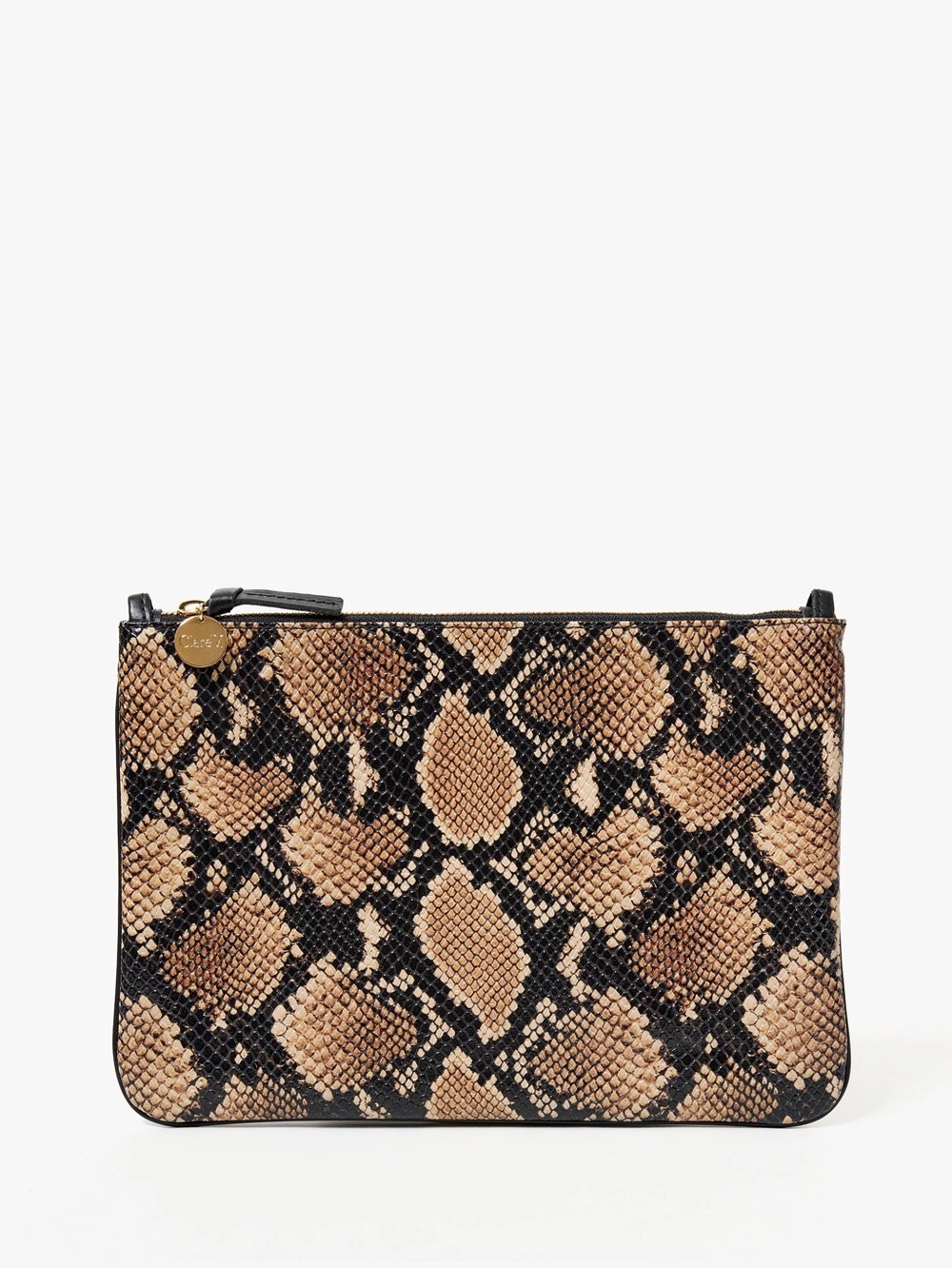 Clare V Flat Clutch w/ Tabs tan desert snake brand new! Does NOT come w/strap!